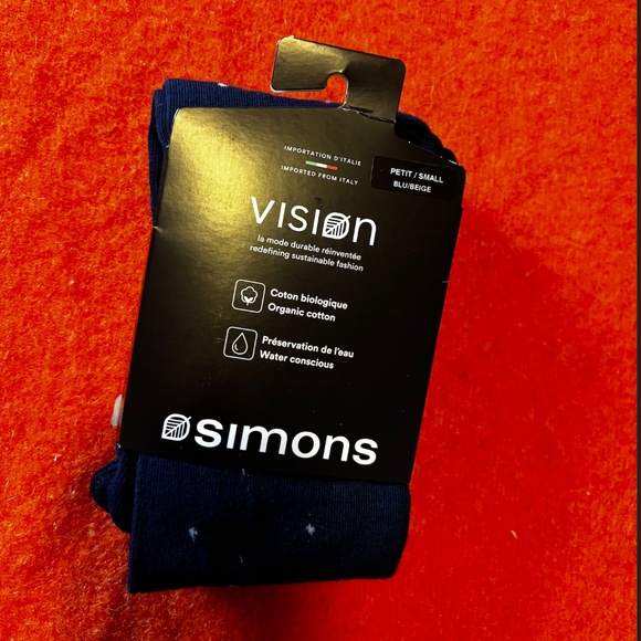 Blue and white organic cotton polka dot tights made in Italy NWT - Picture 3 of 7